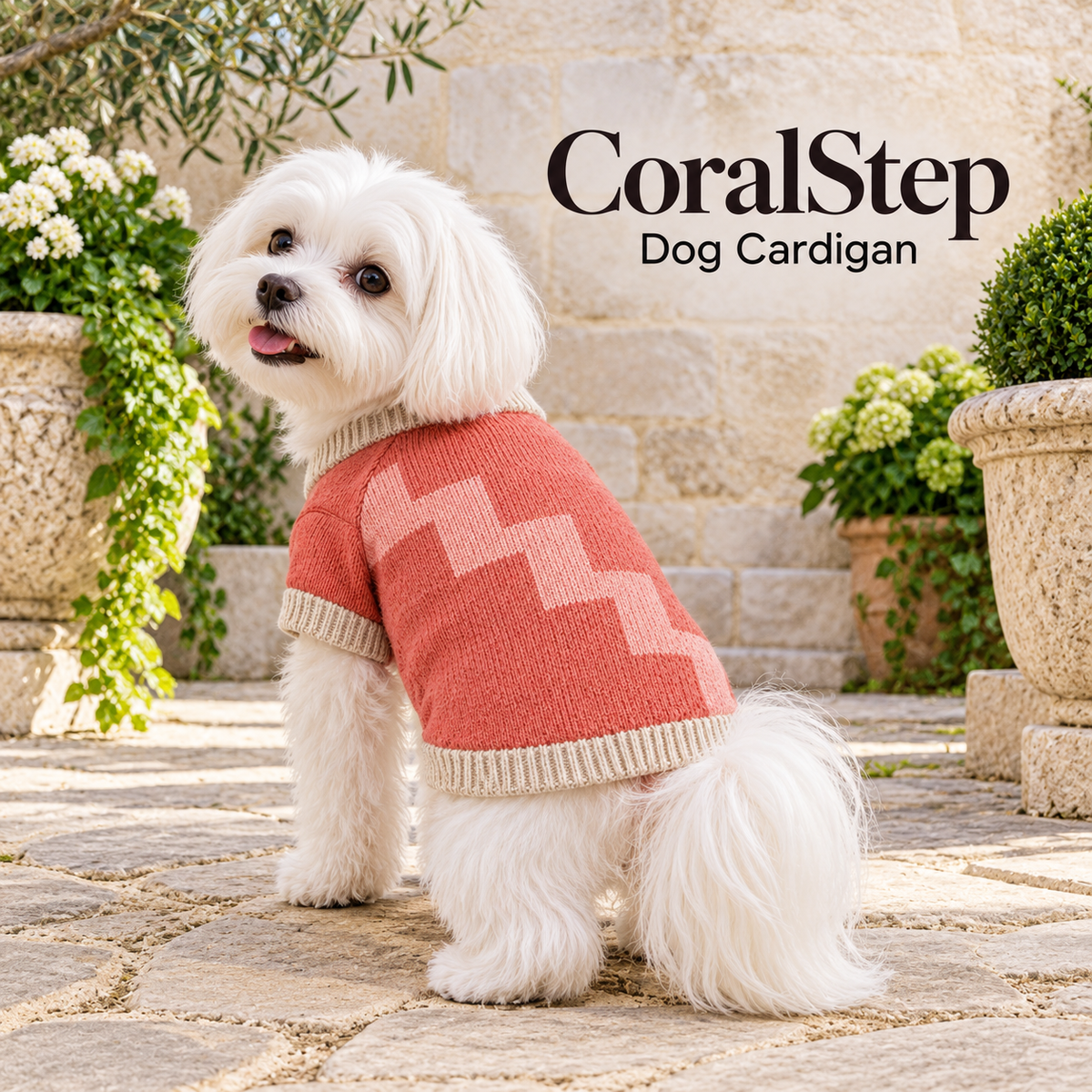 Coral Step Knit Dog Cardigan