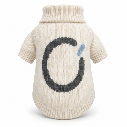 Cream Orbit Knit Dog Sweater