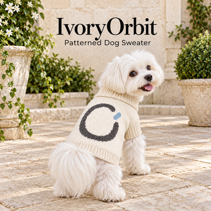 Cream Orbit Knit Dog Sweater