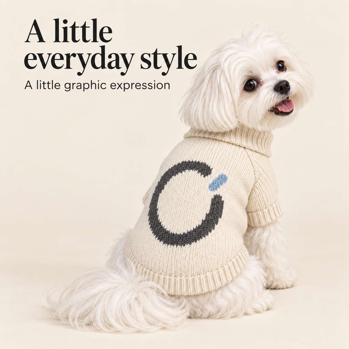 Cream Orbit Knit Dog Sweater