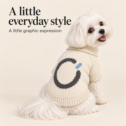 Cream Orbit Knit Dog Sweater